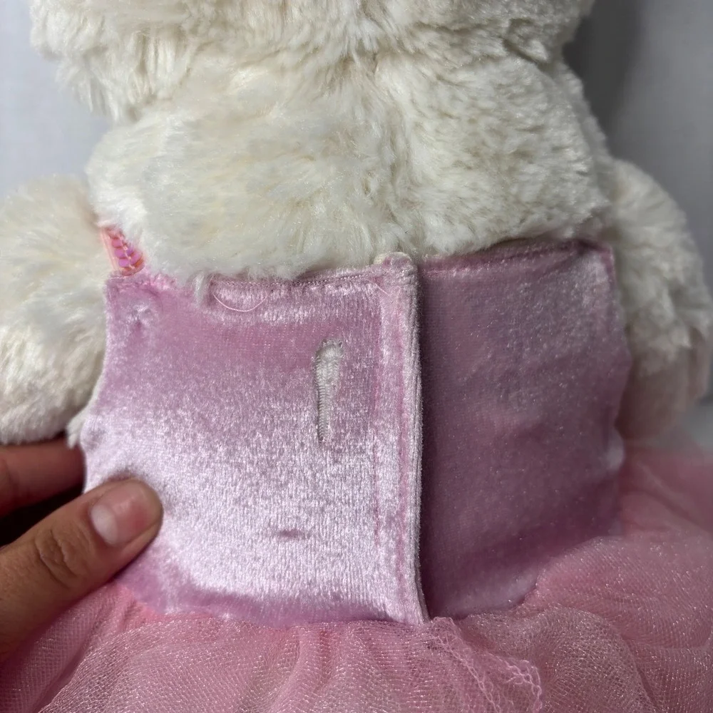 Build-A-Bear Workshop Cream Teddy Bear in Pink Ballerina Tutu Dress Plush Toy